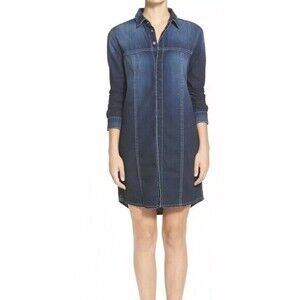 Hudson Trisha Utility Shirt Dress In Berkley Jeans Denim Woman Size M